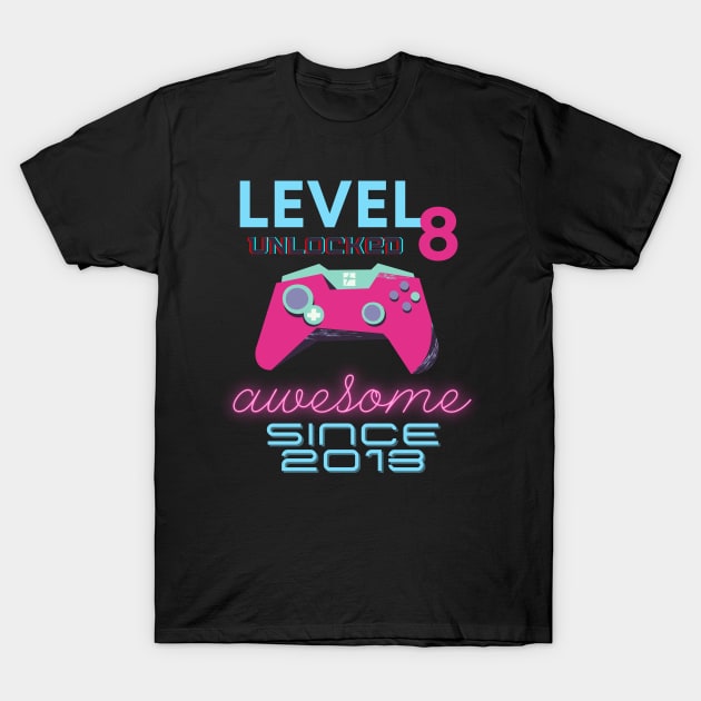 Level 8 Unlocked Awesome 2013 Video Gamer T-Shirt by Fabled Rags 